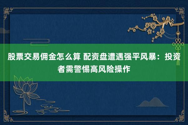 股票交易佣金怎么算 配资盘遭遇强平风暴：投资者需警惕高风险操作