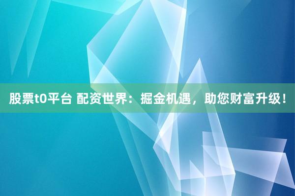 股票t0平台 配资世界：掘金机遇，助您财富升级！