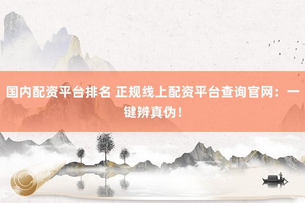 国内配资平台排名 正规线上配资平台查询官网：一键辨真伪！