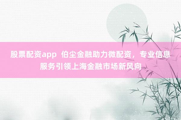 股票配资app  伯尘金融助力微配资，专业信息服务引领上海金融市场新风向