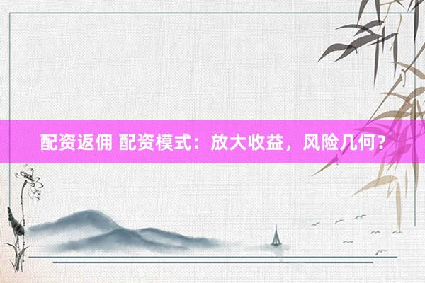 配资返佣 配资模式：放大收益，风险几何？