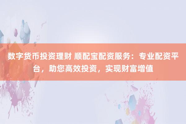 数字货币投资理财 顺配宝配资服务：专业配资平台，助您高效投资，实现财富增值