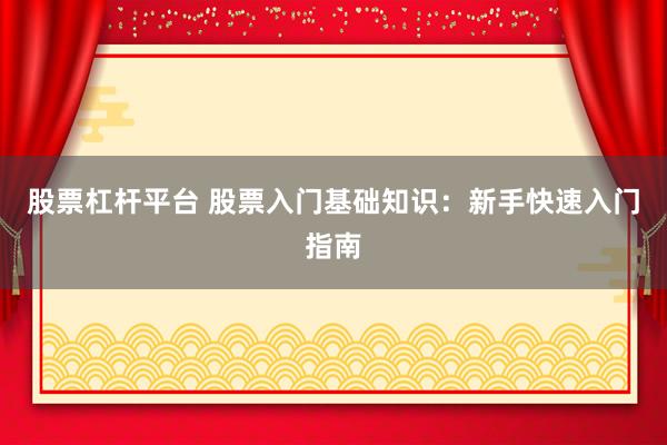 股票杠杆平台 股票入门基础知识：新手快速入门指南