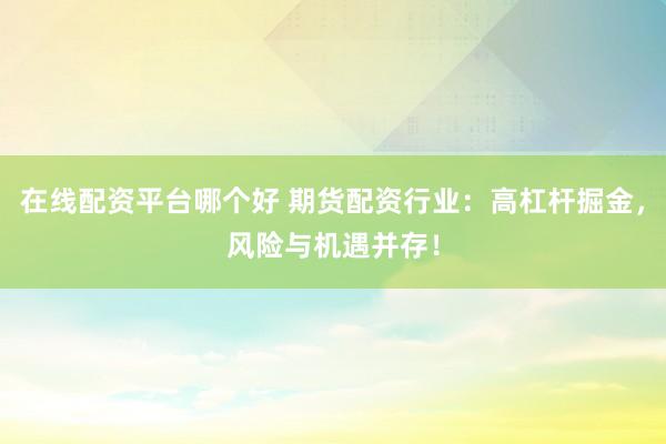 在线配资平台哪个好 期货配资行业:高杠杆掘金,风险与机遇并存!