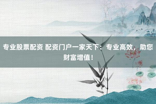 专业股票配资 配资门户一家天下：专业高效，助您财富增值！