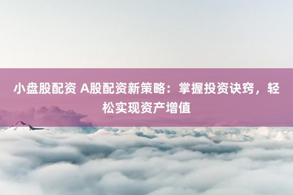 小盘股配资 A股配资新策略：掌握投资诀窍，轻松实现资产增值