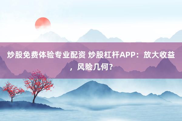 炒股免费体验专业配资 炒股杠杆APP:放大收益,风险几何?