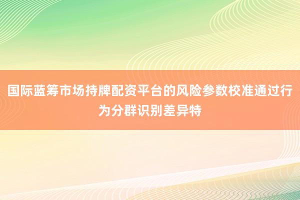 国际蓝筹市场持牌配资平台的风险参数校准通过行为分群识别差异特