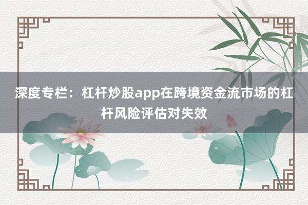 深度专栏:杠杆炒股app在跨境资金流市场的杠杆风险评估对失效
