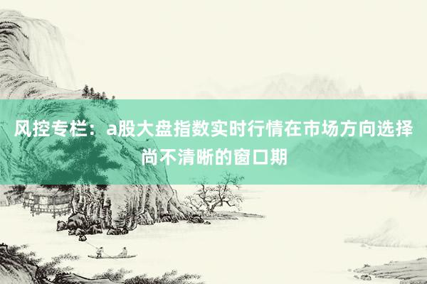 风控专栏：a股大盘指数实时行情在市场方向选择尚不清晰的窗口期