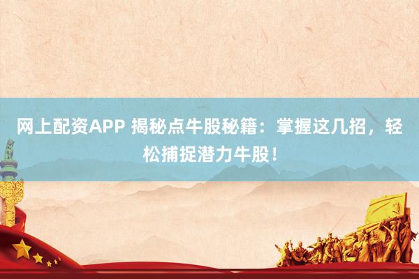 网上配资APP 揭秘点牛股秘籍：掌握这几招，轻松捕捉潜力牛股！