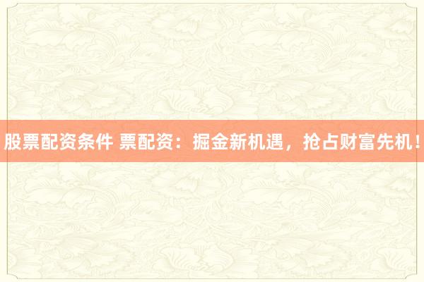 股票配资条件 票配资:掘金新机遇,抢占财富先机!
