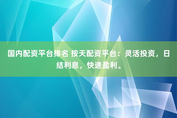 国内配资平台排名 按天配资平台：灵活投资，日结利息，快速盈利。